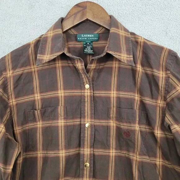 Lauren Ralph Lauren Women's Plaid Button-Up Shirt Medium Cotton 19CT - Picture 5 of 7